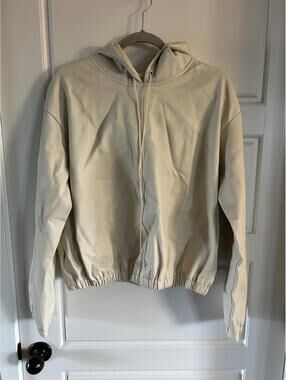 Frankie women’s Agata Faux leather hoodie color milk size S